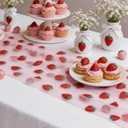 5 Pcs 29x70 Inch Strawberry Table Runner Pink Tulle Tablecloth Sheer Lace Table Cloth for Party Decorations Birthday Wedding Bridal Shower Party Home Kitchen Table Decor