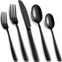 Black Silverware Set, 40-Piece, Mirror Finish Flatware Set for 8,Heavy-Duty Cutlery Set, 18/0 Stainless steel Utensil Set for Home Kitchen, Restaurant and Wedding  Dishwasher Safe
