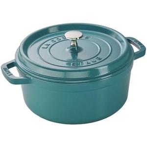 Staub Cast Iron 4-qt Round Cocotte - Turquoise, Made in France Staub Cast Iron 4-qt Round Cocotte - Turquoise, Made in France