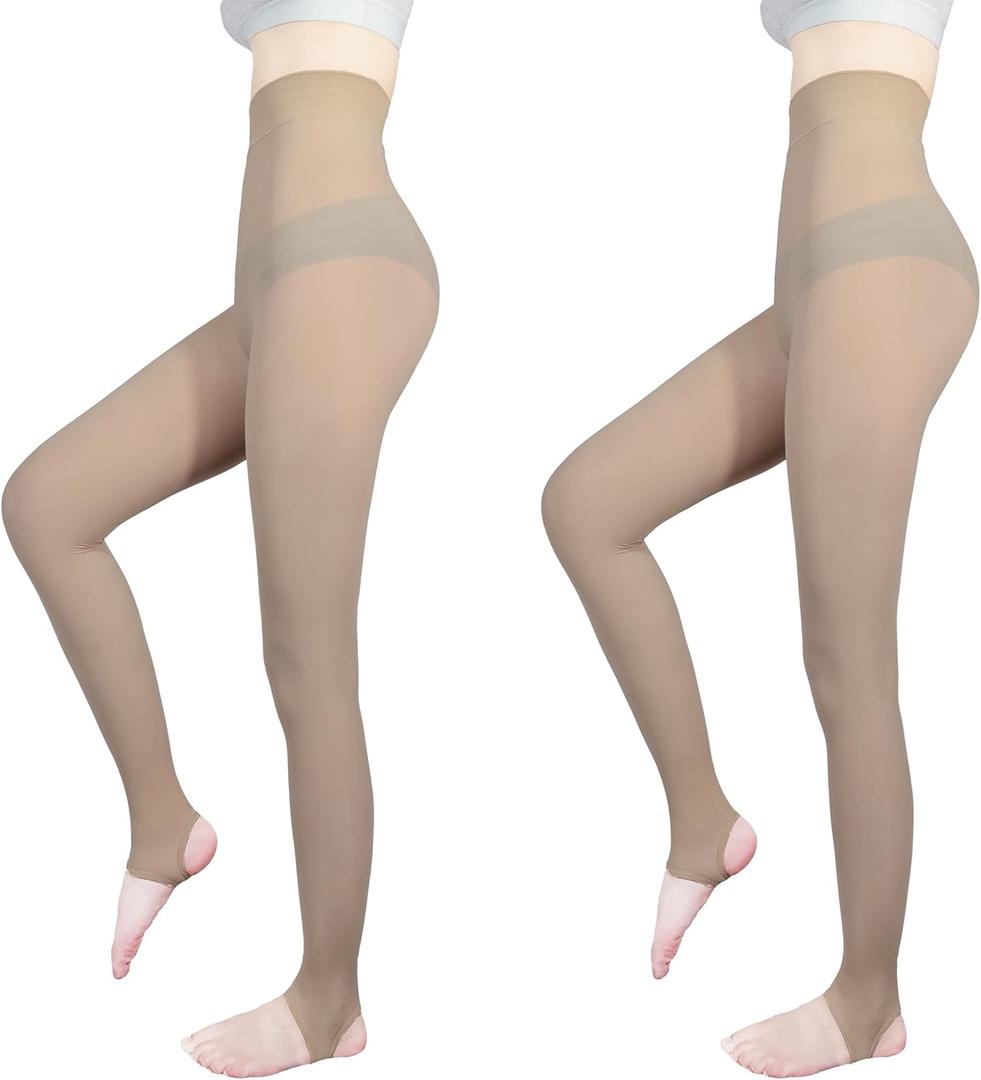 2-Pack Slightly Transparent Tights for girls & women, High Elasticity Sheen Pantyhose, For Work Dance Casual. (XL)