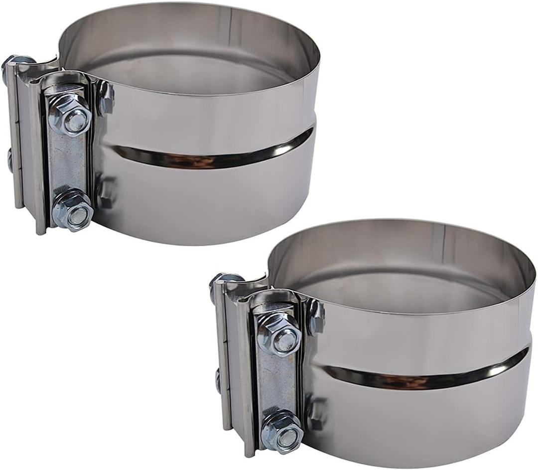 3.5 inch Exhaust Clamps Stainless Steel for 3.5" Exhaust Pipe Muffler Band Clamp and Exhaust System Repair and Maintainance - 2 Pieces