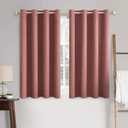 MIULEE 100% Blackout Linen Textured Curtains for Bedroom Solid Thermal Insulated Dusty Rose Grommet Room Darkening Curtains & Drapes Luxury Decor for Living Room Nursery 52 x 54 Inch (2 Panels)