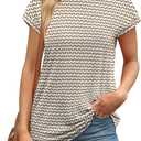 Alaroo Womens Summer Tops Short Sleeve Shirts Crew Neck Tshirt Cute Trendy Tunic Blouses (Brown, S)