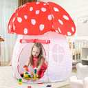Play Tent for Kids Pop Up Tent Indoor Outdoor Boys and Girls Playhouse with Exquisite Design for Imaginative Mushroom Tent by CRAWLBO Patented(RED/Large)
