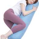 Body Pillow, Bolster Pillow with Cooling Cover, Long Round Roll Cylinder Pillow for Bed, 47" x 7.87", Blue
