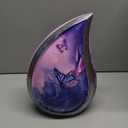 M MEILINXU Cremation Urns for Human Ashes Adult Female & Male, Funeral Urn for Ashes for Women & Man, Blue Butterflies Decorative Teardrop, Flowers and Butterfly Urn - Large Tear Drop
