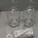 2 Pcs Glass Liquid Laundry Detergent Dispenser with Cup Holders, Half Gallon Dispenser for Laundry Room (64 oz. Each), Laundry Detergent Bottles with Pump Dispenser -Includes Labels, Measuring Cups