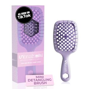 FHI Heat UNbrush Mini Detangler Brush for Pain-Free Brushing on All Wet or Dry Hair Types  Durable Duoflex Anti-Static Bristles, Lightweight Handle, Vented Mini Hair Brush (Lilac Light Purple)