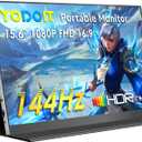 Yodoit Portable Monitor 144Hz 15.6Inch - 1080P Gaming Screen for Laptop IPS Display with USB Type C Port and Speakers with Smart Cover Metal Compatible with PC, MacBook, Xbox (Black)