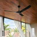60 Inch Ultra-thin Ceiling Fan Without Lights, Whole Aluminum DC Motor and Blades,6 Speed Adjustable Black Indoor Outdoor Ceiling Fan for Patios and Bedroom