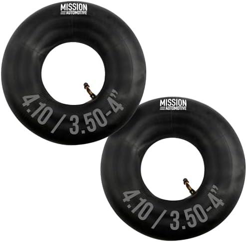 Mission Automotive Replacement Tire Inner Tubes - 2 Pack - Fits 4.10/3.50-4 Inch Wheels - Great for Wheelbarrows, Dollies, Lawn Mowers, Yard Trailers and Other Outdoor Equipment