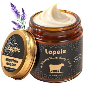 Upgraded Organic Beef Tallow for Skin & Face  Whipped Grass-Fed Tallow and Honey Balm for Dry, Sensitive Skin, Natural Hydrating Face Moisturizer with Raw Honey (Lavender)