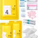 Extguds Disposable Travel Set: Bed Sheet1+Duvet Cover1+Pillow case2+Bath Towels2+Shower Caps2+Plastic Bathtub Bag2+Toilet Seat Covers2+Compression face Towel8+Toothbrushes2+Slippers2 (1pack)