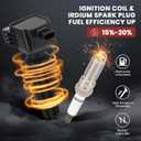 UF670 Ignition Coil Pack and Double Iridium Spark Plugs Set of 4 Compatible with Ford Focus Explorer Edge Fusion Mustang MKC LR2 XF MKT Taurus 2012-2021 Replaces# UF729 UF678 90495