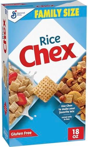 Rice Chex Gluten Free Breakfast Cereal, Homemade Chex Mix Ingredient, Family Size, 18 oz, 4pack, Best Before 05/01/2026