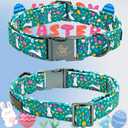 Elegant little tail Easter Dog Collar, Bunny Print Dog Collar with Flower Girl Boy Pet Collar Flower Spring Collar Holiday Dog Collar Adjustable Dog Collar for X-Small Puppy