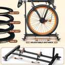 Vertical Bike Stand, Freestanding Upright Floor Rack, Adjustable Height, Space-Saving Indoor Holder for Garage/Apartment, Fits MTB & Road Bike Wheels up to 29in (Black)