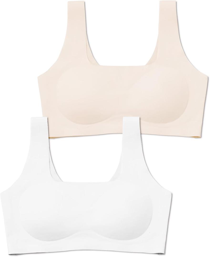 JOYTREE Girls Training Bras for Girls 8-14 Comfortable First Bra with Soft Removable Padding Seamless Bras Multipack, Medium