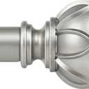 KAMANINA 1 Inch Curtain Rod Telescoping Single Drapery Rod 36 to 72 Inches (3-6 Feet), Antique Silver Curtain Rods for Windows 24 to 68 Inches, Netted Texture Finials (36-72")