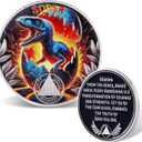 Sober Coin for Reborn Raptor Sobriety Chip Dinosaur Recovery Medallion with Inspirational Quote AA/NA Token AA NA Chips Gift for Men & Women (Reborn Dinosaur, 3 Years)