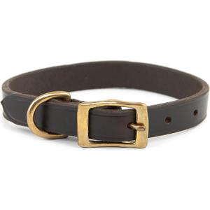 Jeffers Heavy Duty Flat Latigo Leather Dog Collar with Solid Brass Hardware, Adjustable Secure Fit for Dogs, Safe Chestnut Collar for Walking, Training & Outdoor Pet Accessories - 1" x 19"