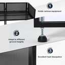 Kokorona Portable DJ Booth 43"L x 20"W x 45"H, DJ Facade Booth with Black & White Scrims, Folding DJ Booth for Party, DJ Facade Table Booth with Cable Hole, Black Metal Frame + Carry Bag