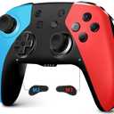 AceGamerUpgraded Wireless Controller for Nintendo Switch/Lite/OLED/Windows, [No Drifting] Hall Effect Joystick for Controllers with Wake Up/Turbo/Vibration/Back Buttons/Programmable (Red-Blue)
