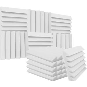 Heavyoff 12 Pack Acoustic Foam Panels Studio Soundproofing Wedges 12"x12"x1" Noise Dampening Sound Insulation for Home Ceiling, White