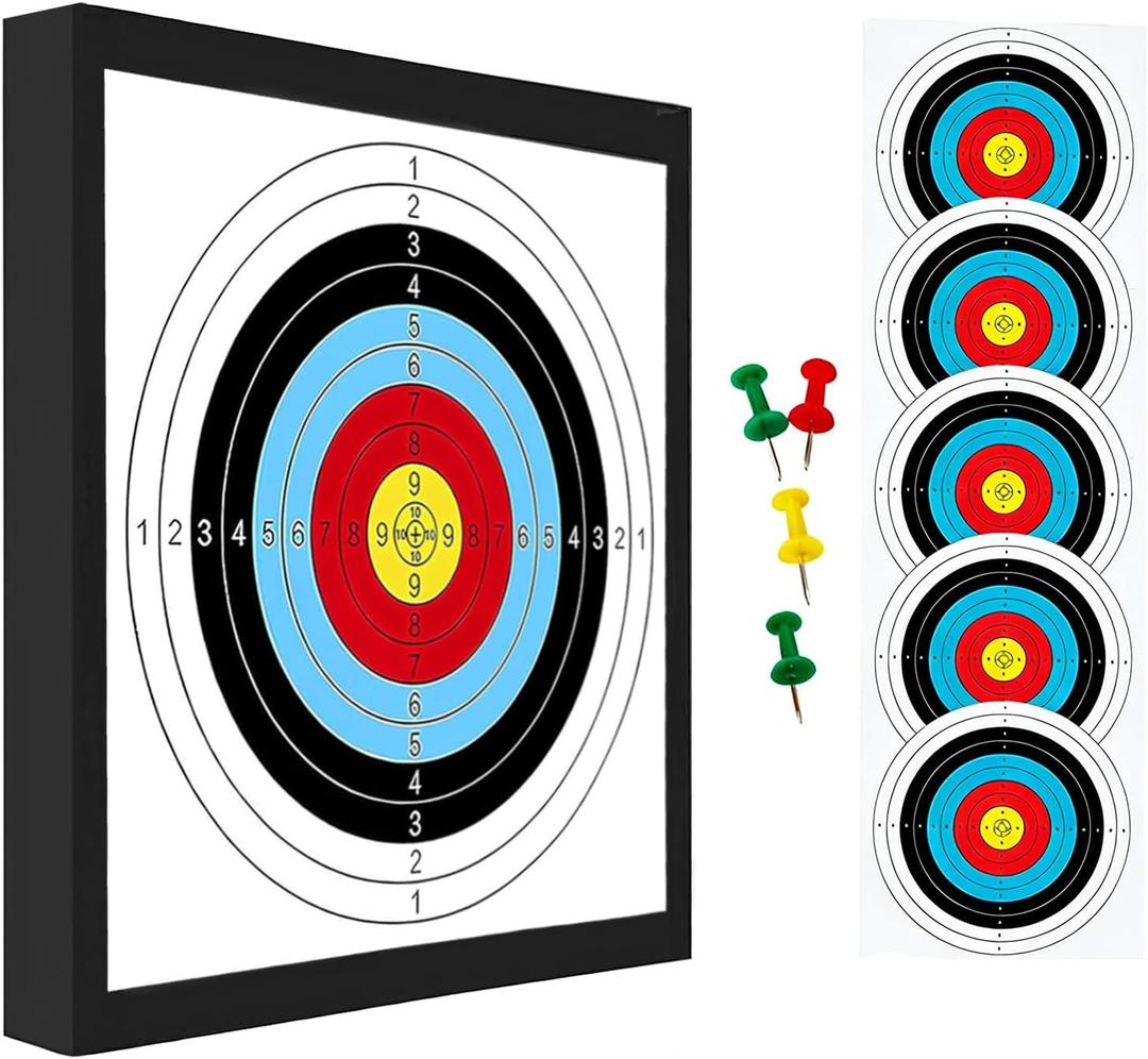 Archery Foam Target High-Density Bow and Arrows EVA Targets for Backyard Practice Shooting Targeting, Include 5 Target Papers, 4 Pins, 20 Inches X 20 Inches X 2"