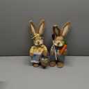 DR.DUDU Set of 2 Easter Decorations 13" Bunny Figurines Tabletop Spring Decor, Rustic Straw Bunny Couple with Carrot, Sisal Rabbit Statues Ornaments for Table Home Office Kitchen Farmhouse