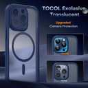 TOCOL Magnetic for iPhone 12 Pro Max Case, Upgraded Full Camera Protection, Compatible with Magsafe, Drop Protection, Translucent Matte Back Bumper Phone Cover 6.7-InchDark Blue