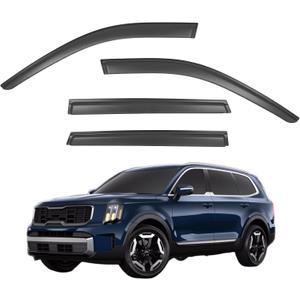 Window Visors Rain Guards fits 2020-2026 Kia Telluride, Out-Channel Side Window Wind Deflectors Vent Shades Accessories, Dark Smoke 4 Pcs, 2021 2022 2023 2024 2025