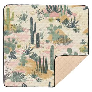 KICPOAY Baby Play Mat Tropical Cactus Desert Pink 50 x 50 Playpen Mat Baby Play Mats for Floor Play Gym Crawling Mat Non-Slip Cushioned Baby Playmat for Infants, Babies, Toddlers (multi 12)