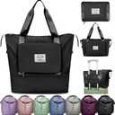 Ranslen Large Capacity Folding Travel Bag,Expansion Travel Duffel Bag with Dry and Wet Separation Portable Travel Duffel Bag (Black)