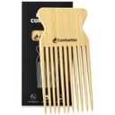 Combeter Bamboo Hair Pick Comb for Thick Curly Hair & Beard  Eco-Friendly Anti Static Afro Pick Wooden Comb for Detangling & Styling for Men, Women & Kids