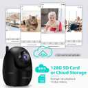 NETVUE Indoor Camera, 1080P FHD 2.4GHz WiFi Pet Camera, Home Camera for Pet/Baby, Dog Camera 2-Way Audio, Indoor Security Camera Night Vision, AI Human Detection, Cloud Storage/TF Card, Black (Black)