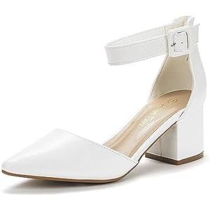 DREAM PAIRS Women's High Heel Ankle Strap Closed Toe Chunky Wedding Pumps Shoes, 9.5 W