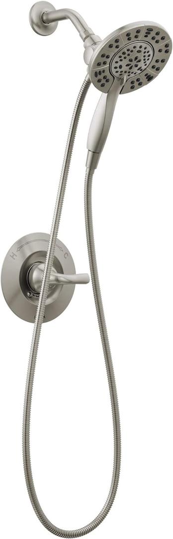 Delta Arvo 14 Series Brushed Nickel Shower Faucet Set with In2ition 2-in-1 Dual Shower Head with HandHeld Spray Combo, Valve Trim Kit, SpotShield Stainless 142840-SP-I (Valve Included)