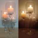 Hurricane Candle Holder Glass Candleholders Holders Votive Long Stem Tealight Tall High Tea Light Elegant Transparent Ideal Dining Wedding Party Home Decoration Gifts (Large 6 Sets)