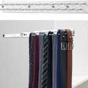 Blulu 1 Pcs 13.8'' Sliding Tie Rack Hanger for Closet, 25 Tie Pull Out Wall Mounted Extending Sturdy Metal Belt Organizer Holder for Men Belt Storage, Sliver