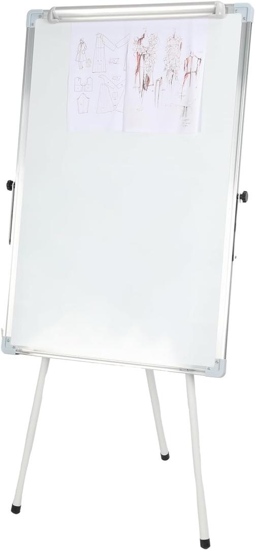 Adjustable Height Tripod Whiteboard, 23.62" X 35.43" Dust-Free Smooth Writing Dry Erase Board With Paper Clamp & Storage Rack, Steel Frame Non-Slip Rubber Feet Foldable Portable Board For Office White