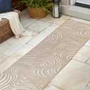 JONATHAN Y Maribo High-Low Abstract Striped Beige/Cream 2x8 Indoor/Outdoor Runner Rug for Patio, Backyard, Living Room, Bedroom, Office, Hose-Washable (SCN103D-28)