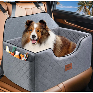 Persure Dog Car Seat,Dog Booster Seats Medium Large Sized Washable Pet Travel with Thick Cushion Travel Dogs Bed for Under 55 lbs or 2 Small Dogs,Safely and Securely (Grey, Rear seat)