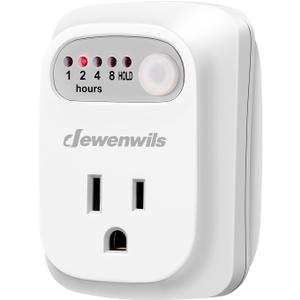 DEWENWILS Indoor Countdown Timer Outlet, Timers for Electrical Outlets, 125V/15A/1000W Auto Shut Off Safety Outlet, One 3-Prong Grounded Outlet, Light Timers, 1/3 HP, UL Listed