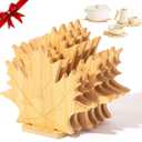 Bamboo Trivets for Hot Dishes, Pots & Pans - 6 Large Heat Resistant Pot Holders Trivet Set with Maple Leaf Design, Non-Slip for Kitchen Countertops & Dining Table