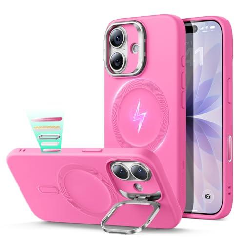 ESR Silicone Case for iPhone 17, Built-in Camera Stash Stand Compatible with MagSafe, Military-Grade Drop Protection Magnetic Phone Case for iPhone 17, Cloud Series, Rosy Pink