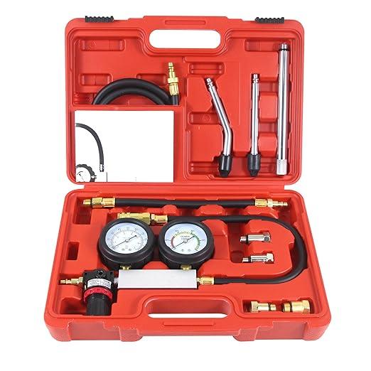 MultiFunction Cylinder Leak Down Tester Automotive Kit,Gasoline Engine Compression Tester,Dual Gauge Leakdown Detector Tool Set for Pressure Check & Leakage Rate Test on Cars,Motorcycles,Trucks...