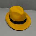 Unisex Trilby Hats Classic Fedora Hats for Women Men Dress Hats Felt Short Brim Fedoras Hat Panama Hat with Band (Yellow)