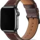 Tasikar Bands Compatible with Apple Watch Band 42mm (Series11/10) 41mm 40mm 38mm Men Genuine Leather Replacement Bands Compatible with Apple Watch SE Series 11 10 9 8 7 6 5 4 3, Retro Brown