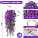 Artificial Hanging Flowers for Outdoors, 4 PCS 600 Blooms UV Resistant Morning Glory Faux Silk Vines, No-Odor Realistic Fake Plants for Garden Planter Porch Patio Decoration, Purple